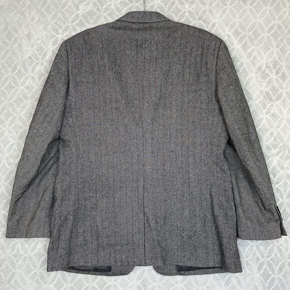 Andrew Fezza Wool Camel Hair Blazer Men 40S Gray Herringbone Suit Jacket Classic - Picture 6 of 12